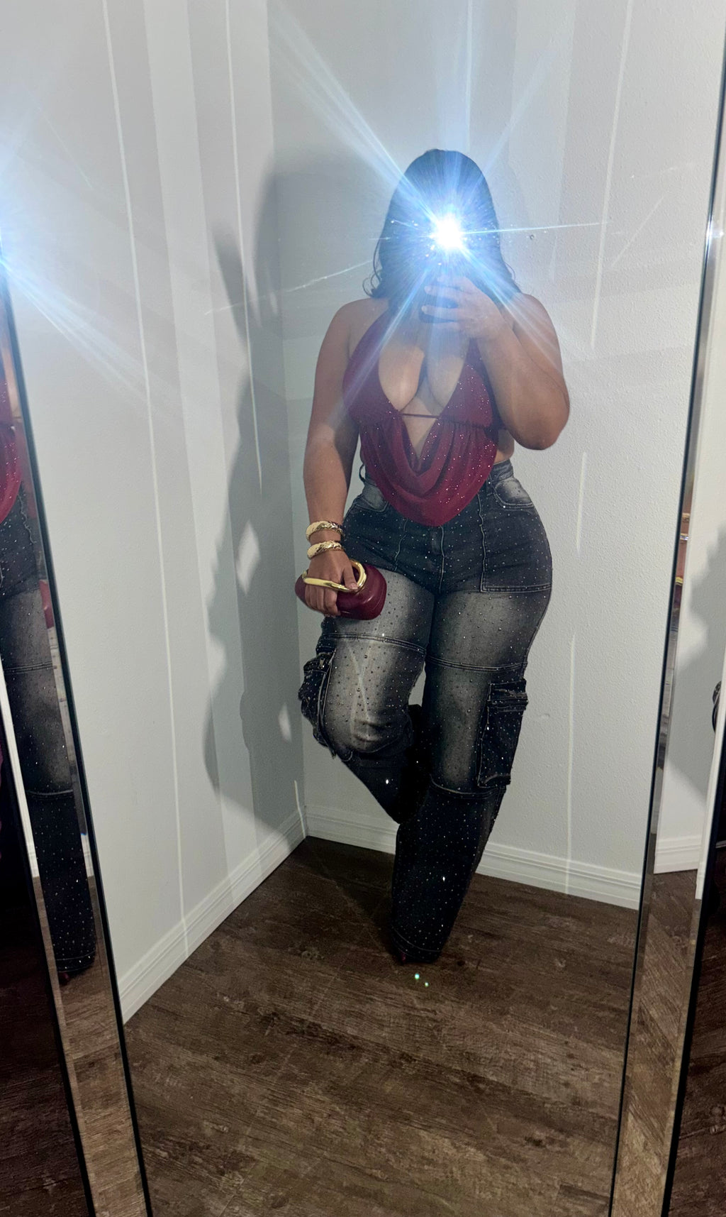 BELLA BURGANDY GLITTER TOP