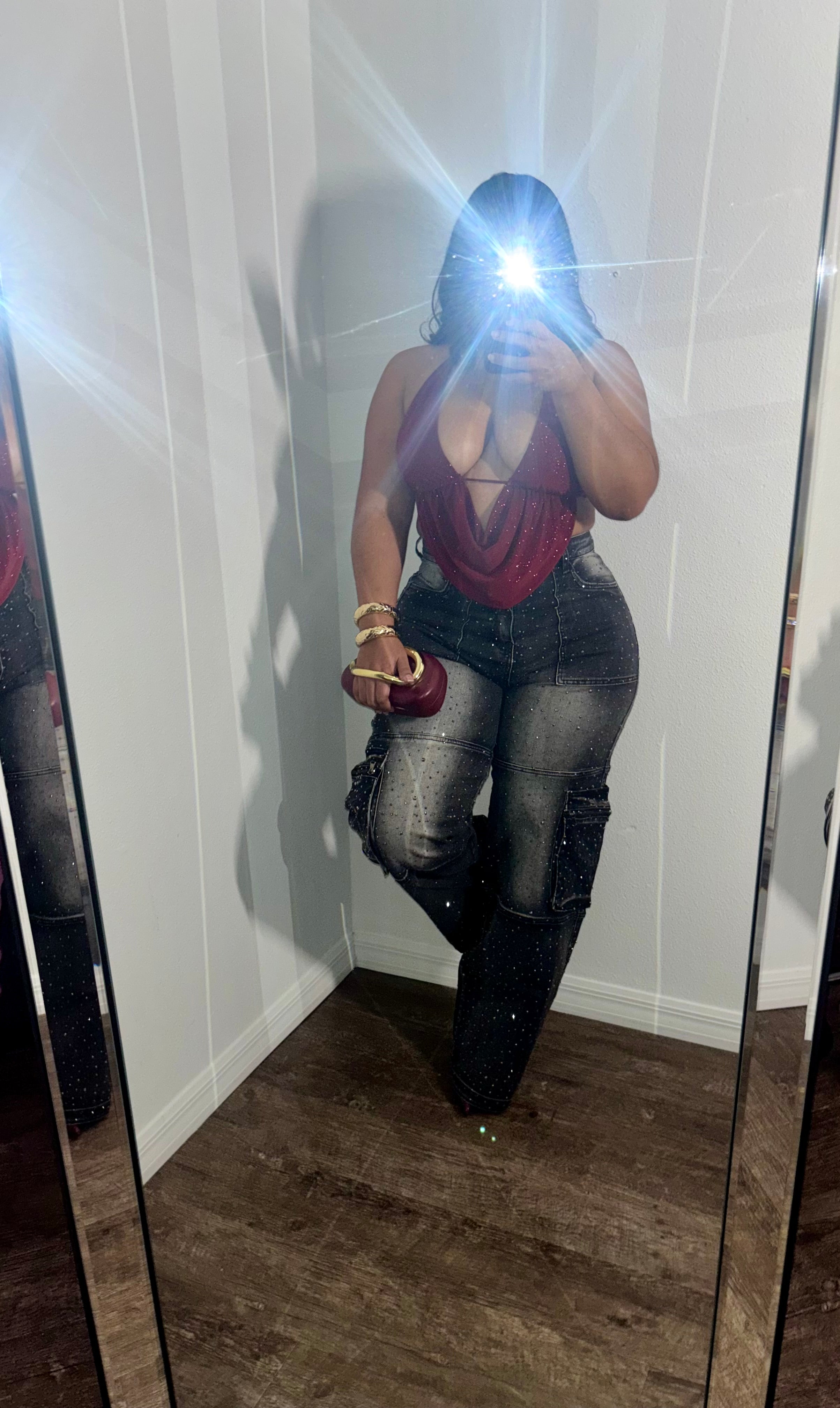 BELLA BURGANDY GLITTER TOP