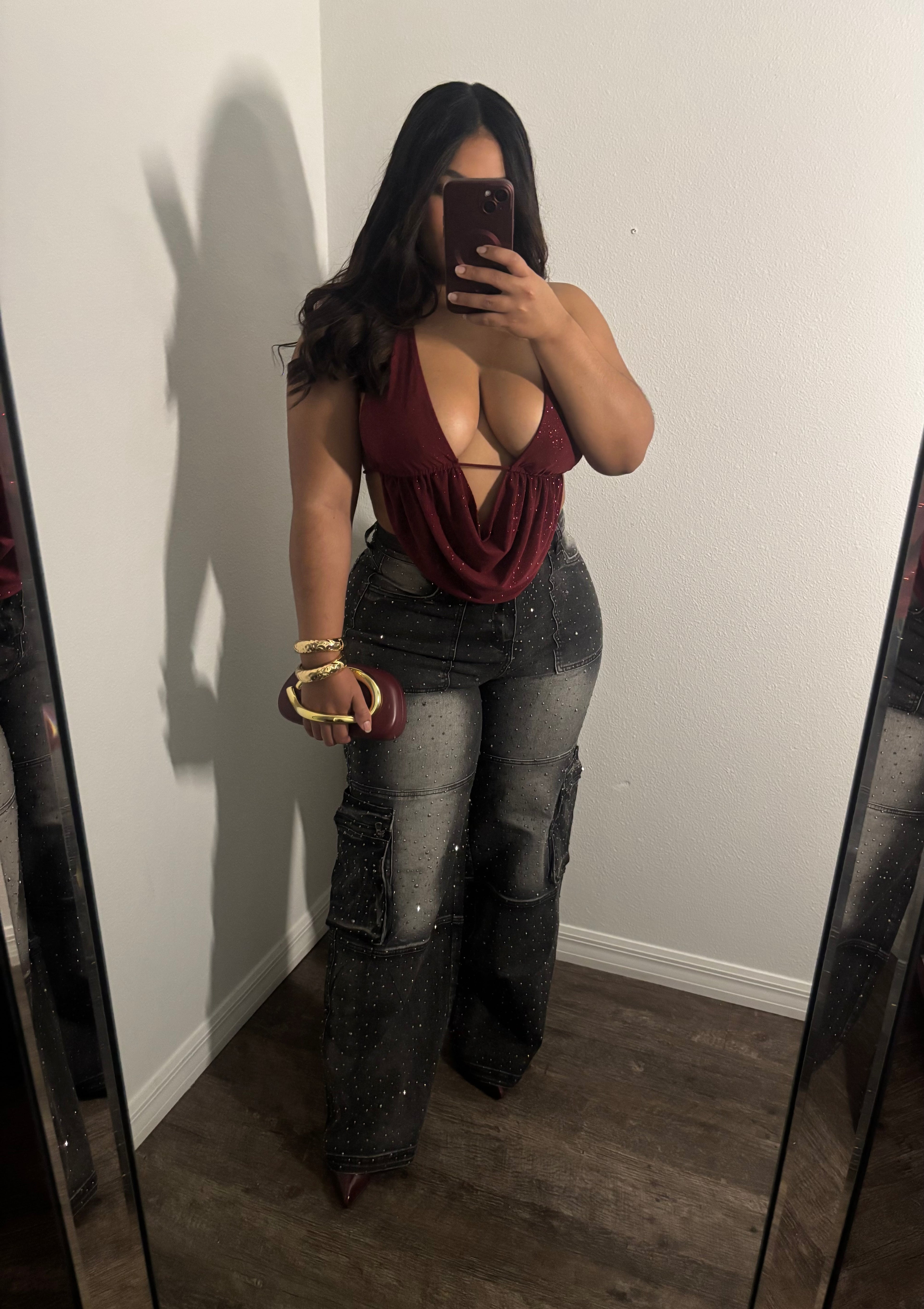 BELLA BURGANDY GLITTER TOP