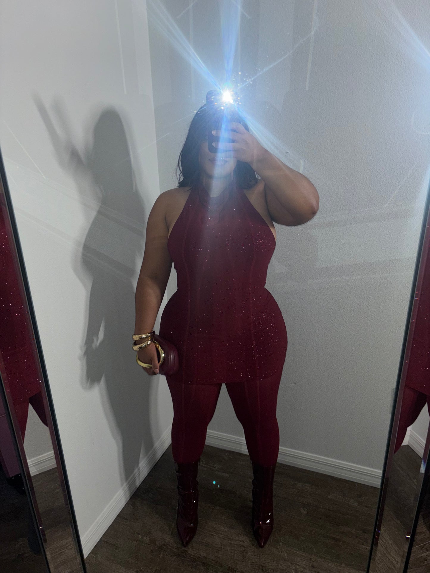 SCARLETT BURGANDY GLITTER DRESS