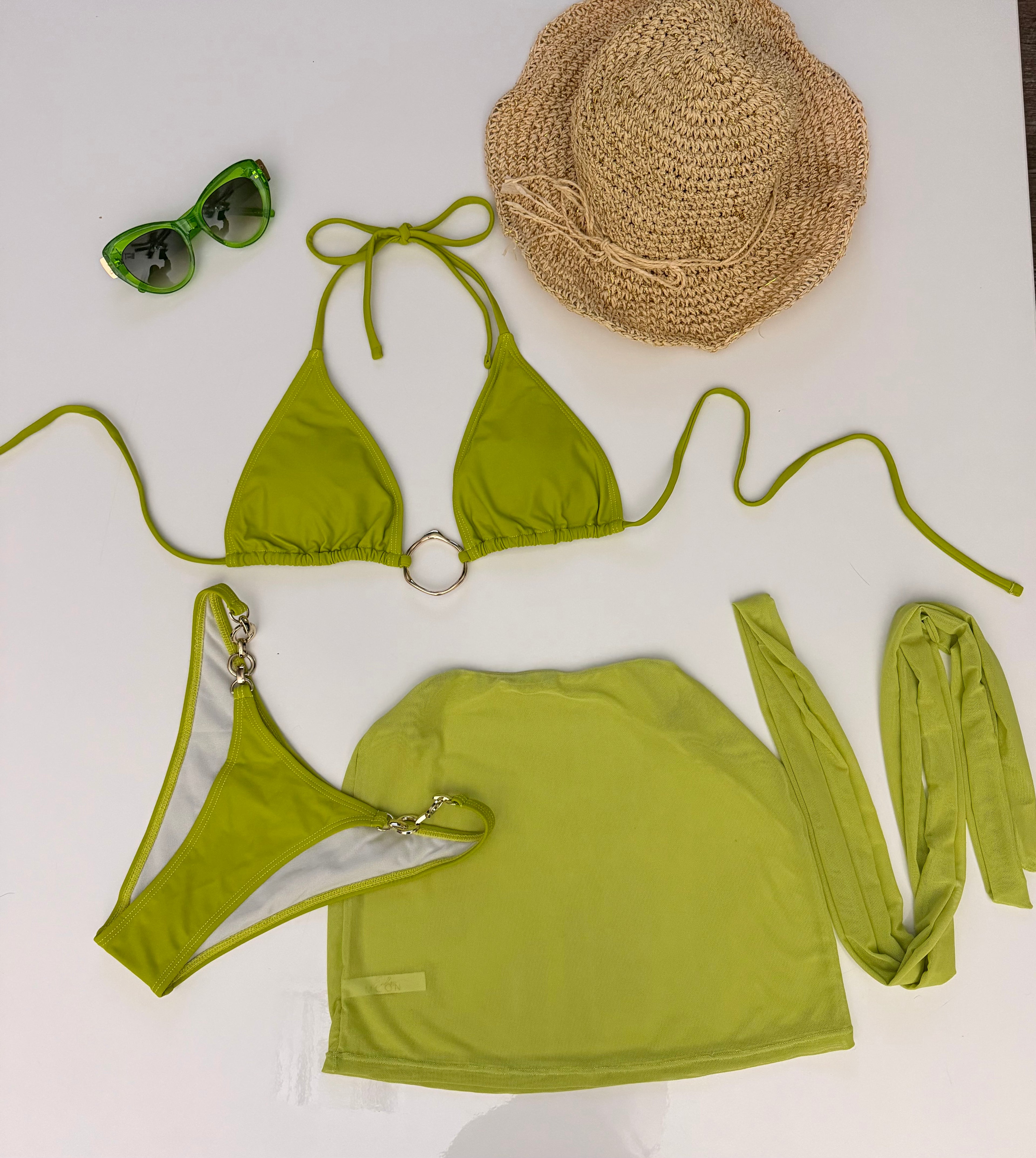 Tropical Green Bikini Set 3 Piece